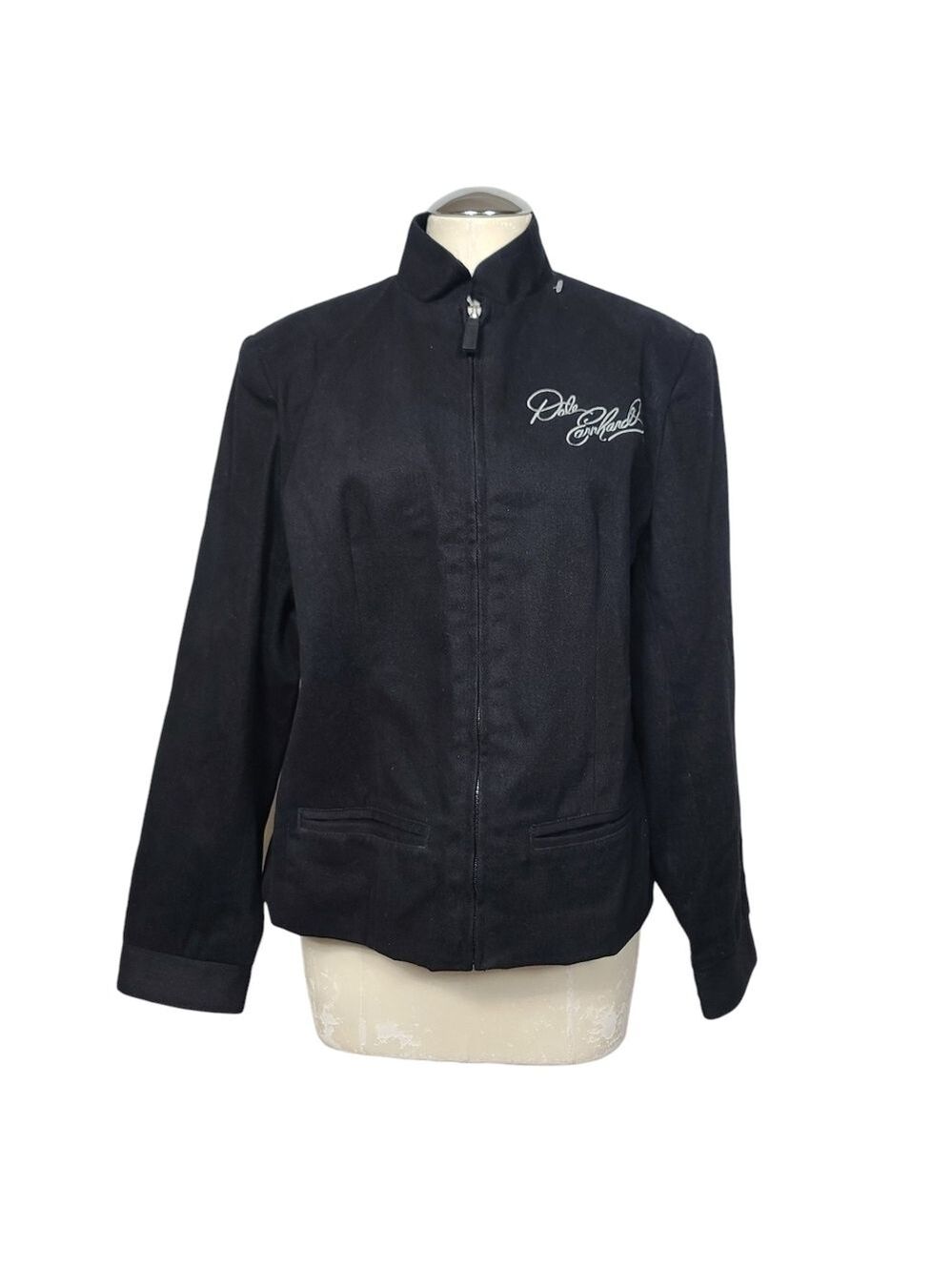 Chase Authentics Black Full Zip Nascar Dale Earnhardt Embroidered Jacket L